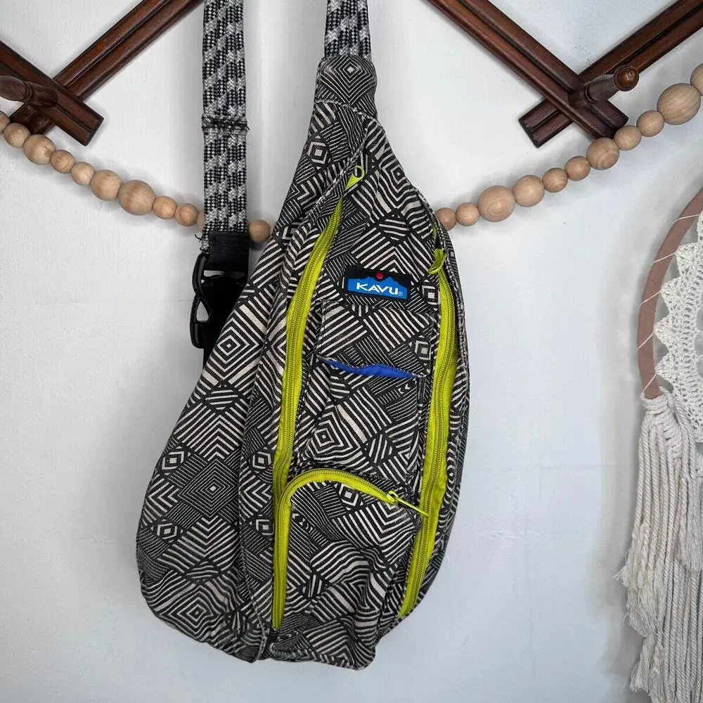 Kavu Black White Neon Sling Bag